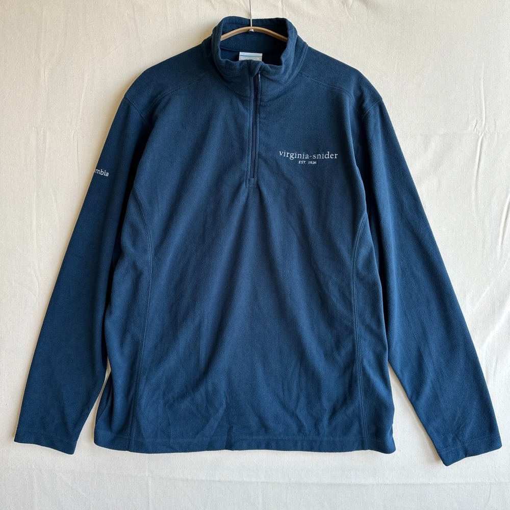 Columbia Virgina-Snider Mens M Medium 1/4 Zip Fleece Pullover Navy Jacket Soft